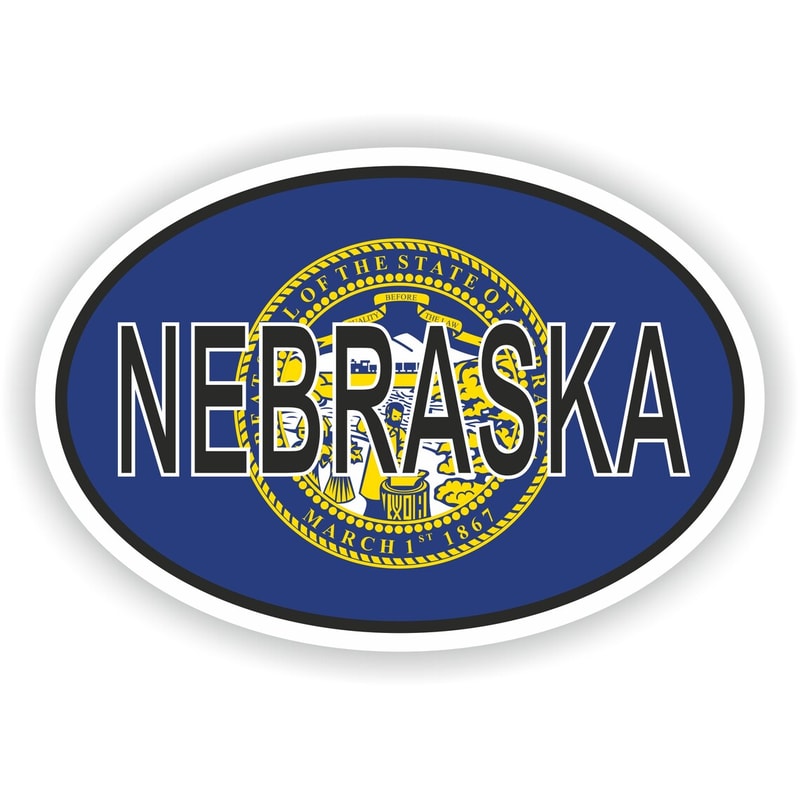 NEBRASKA Country Code Oval Sticker With Flag For Bumper Laptop Book Fridge Motorcycle Helmet Door T 0