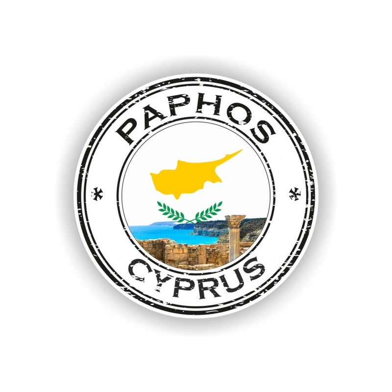 Paphos Cyprus Seal Sticker Round Flag For Laptop Book Fridge Guitar Motorcycle Helmet ToolBox Door 0