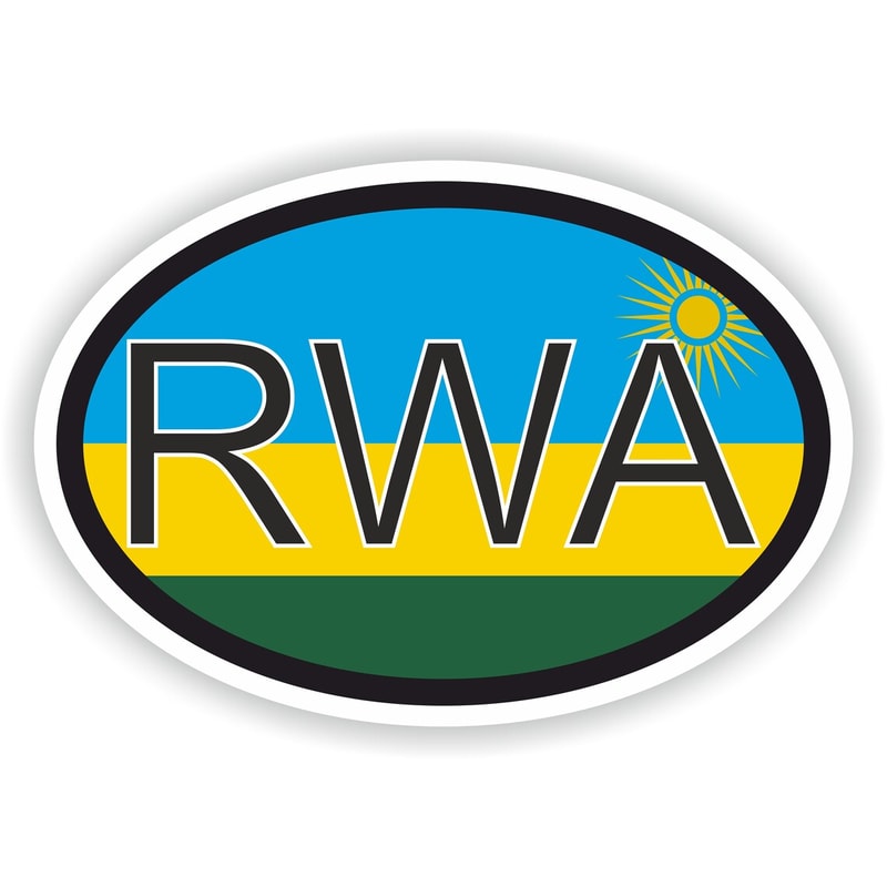 RWANDA Country Code Oval Sticker With Flag For Bumper Laptop Book Fridge Motorcycle Helmet Door Too 0