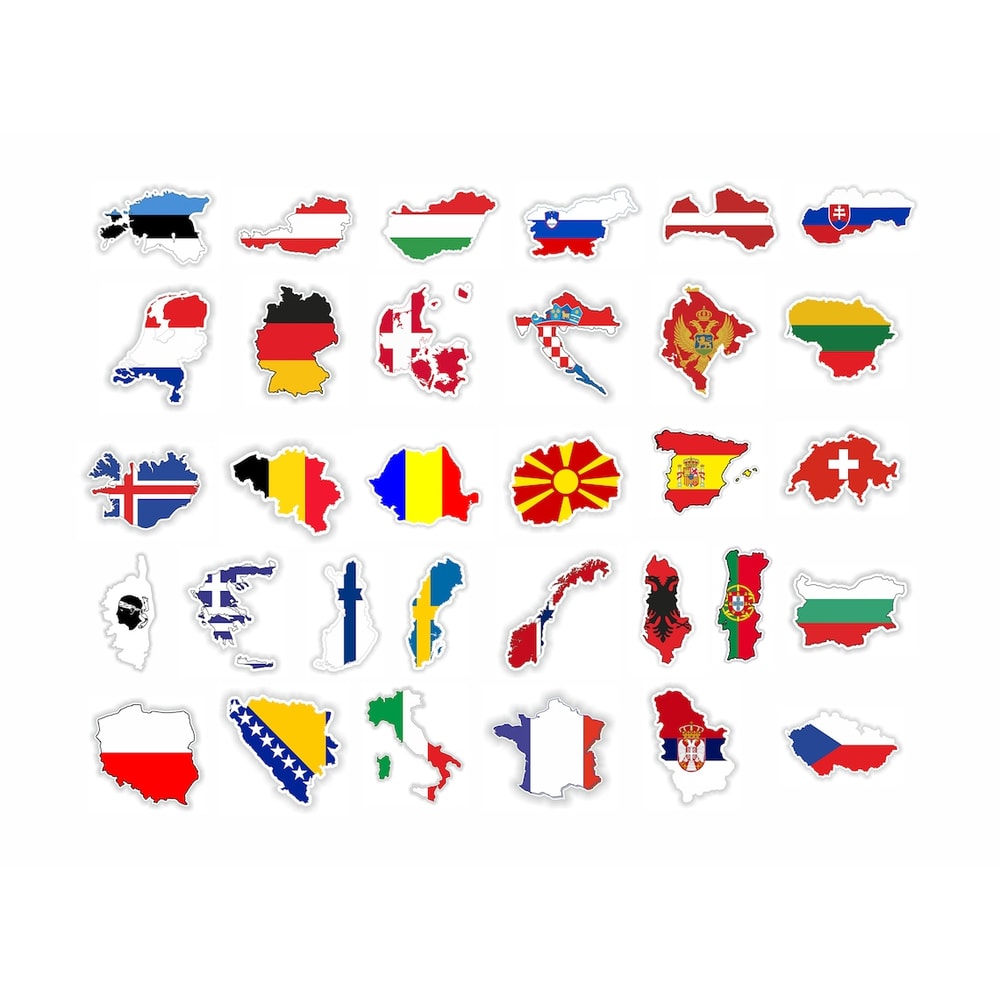 Set Of Map Flag Stickers X32 Items Size Of Each Sticker Is 5cm 0