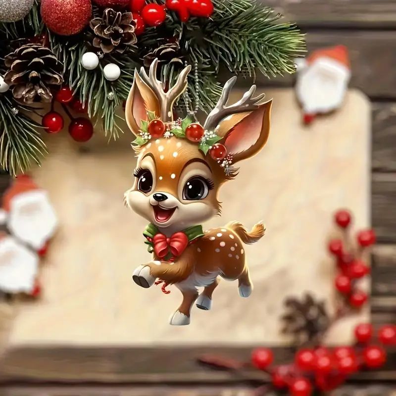 Acrylic Christmas Ornaments Flat Hanging Pendants Xmas Tree Drop Decor Merry Christmas And Happy Ne 0
