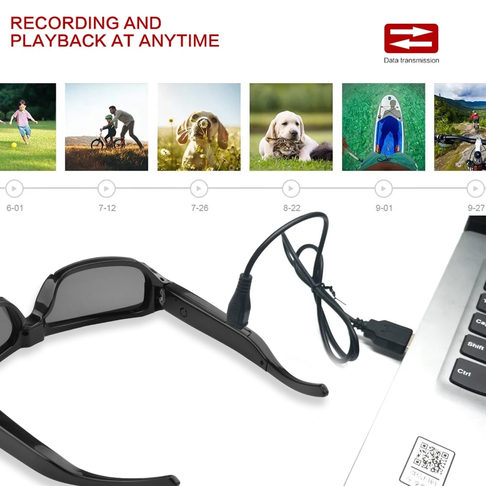 Mini Glasses Camera Portable Wearable Sunglasses Recorder Outdoor Sports Security Camcorder 2