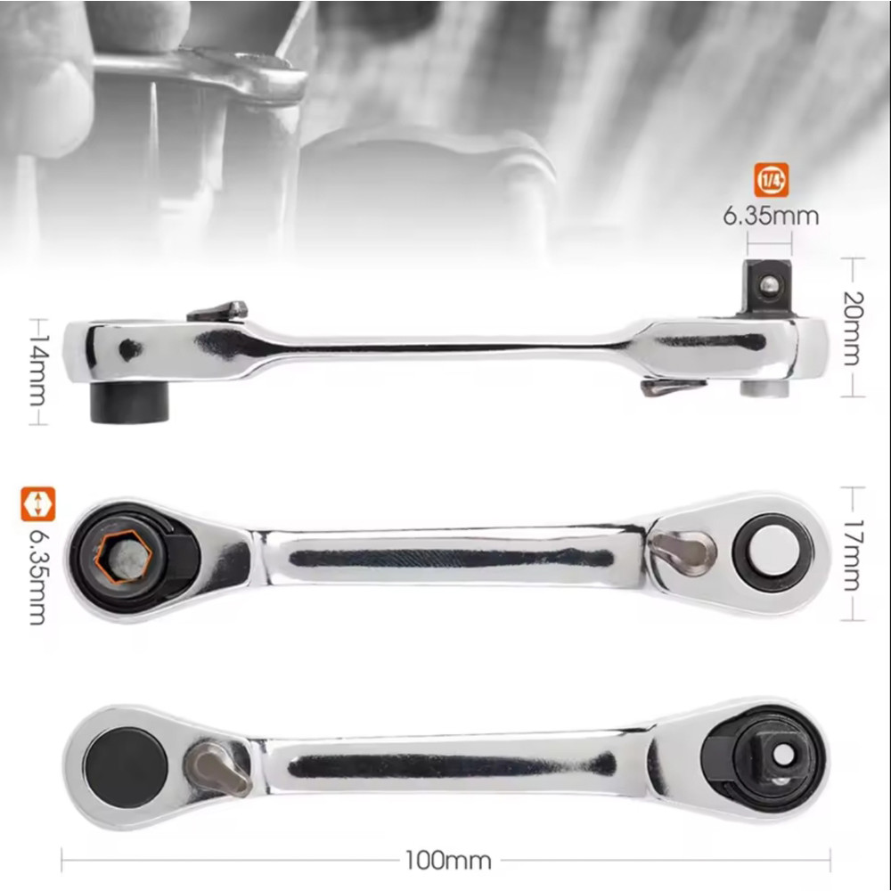 Double Ended Quick Socket Ratchet Wrench Mini 14 Inch 72 Tooth Screwdriver Hex Torque Wrenches Hand 4