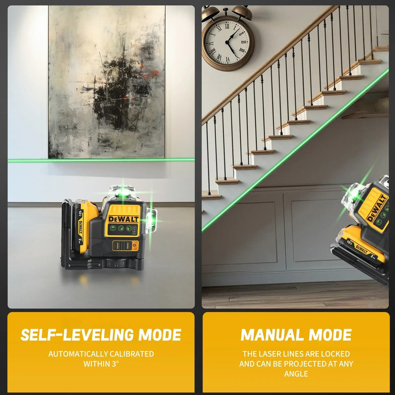 Lines Laser Level, Sides 360 Degree, Green Laser Meter, Vertical Lithium Battery, Self Leveling Horizontal Outdoor Tool