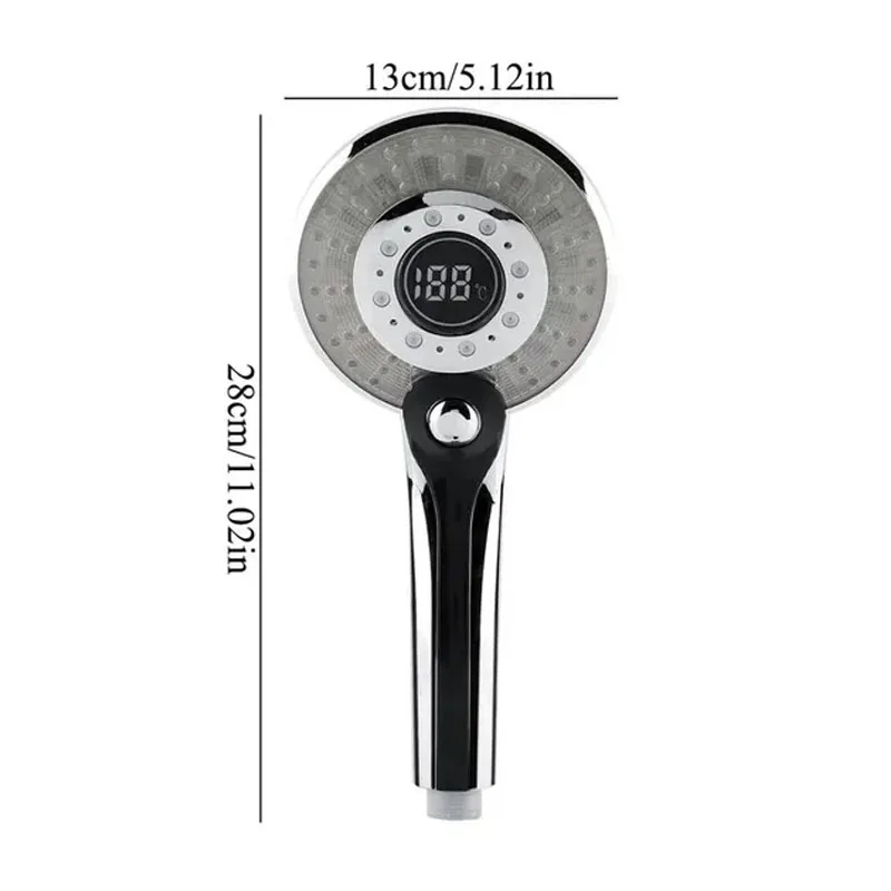 Temperature Control Shower, LED Shower Head Digital, 3 Spraying Mode, Water Saving Shower Filter, Bathroom Accessories