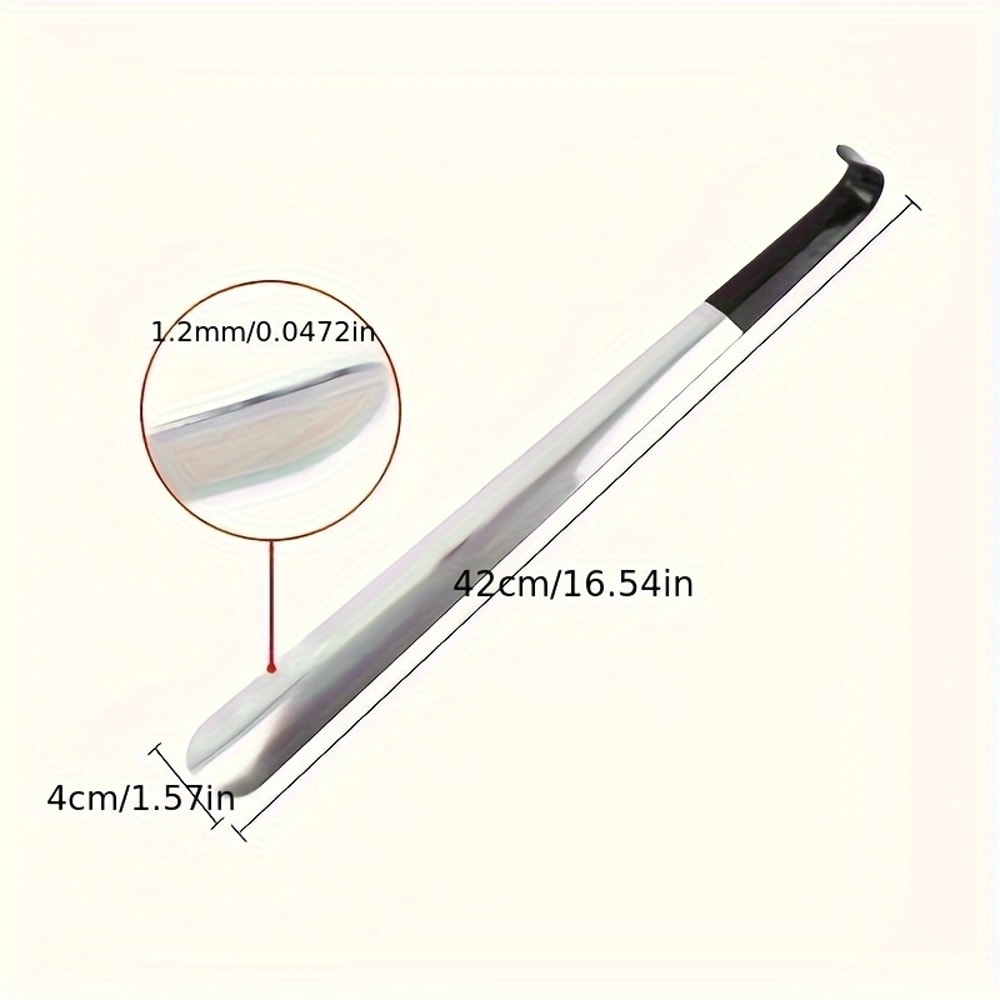 Ergonomic Stainless Steel Shoehorn, Long Handle Easy Grip Metal Shoe Horn for Seniors
