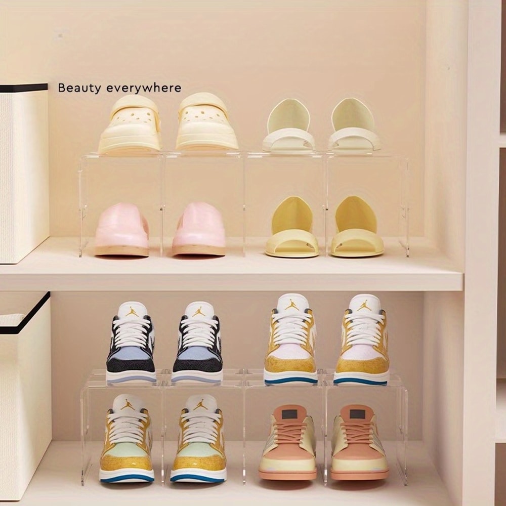 Compartments Shoe Rack, Transparent Acrylic Organizer, No Need for Electricity, Suitable for Different Room Styles