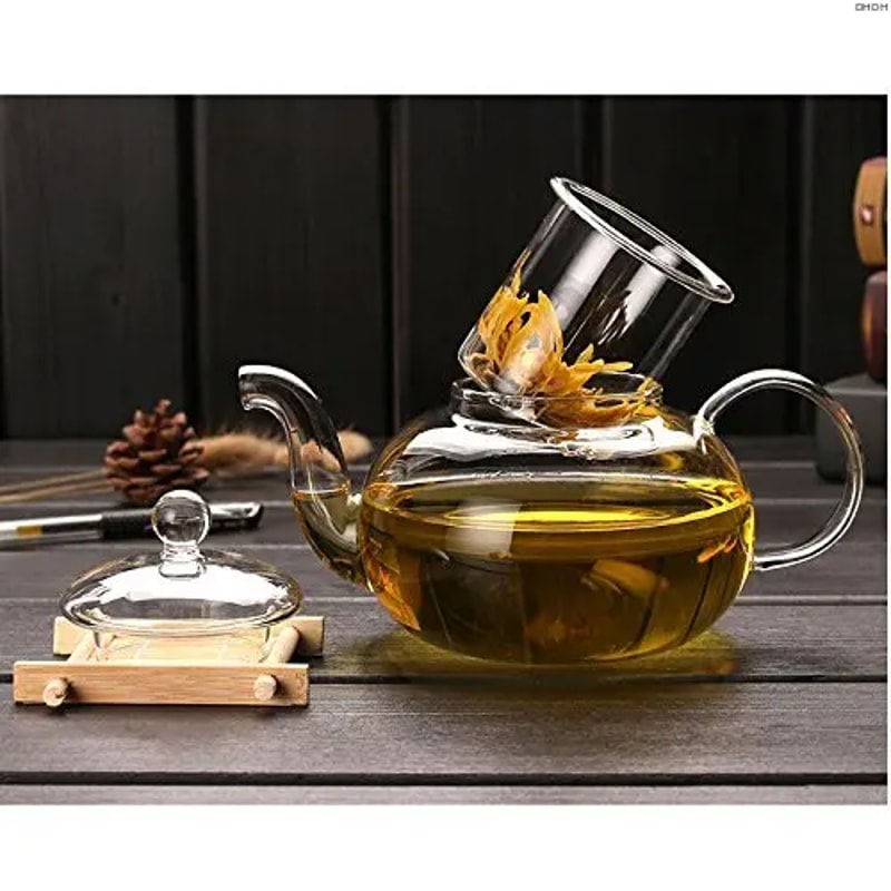 1000ML High Quality Heat Resistant Glass Tea Pot Practical Bottle Flower Tea Cup Glass Teapot With