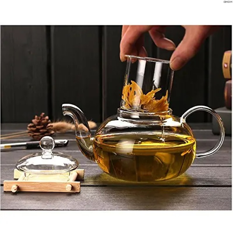 1000ML High Quality Heat Resistant Glass Tea Pot Practical Bottle Flower Tea Cup Glass Teapot With