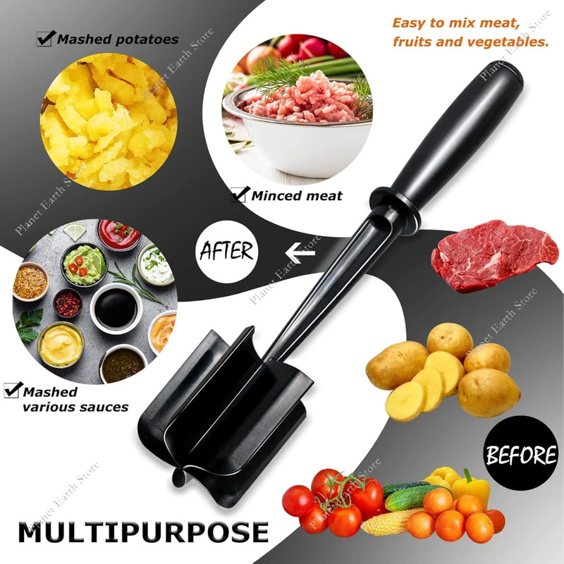 Ground Beef Masher, Kitchen Meat Chopper, Hamburger Chopper, Potato Masher, Multifunctional Mixing Tool