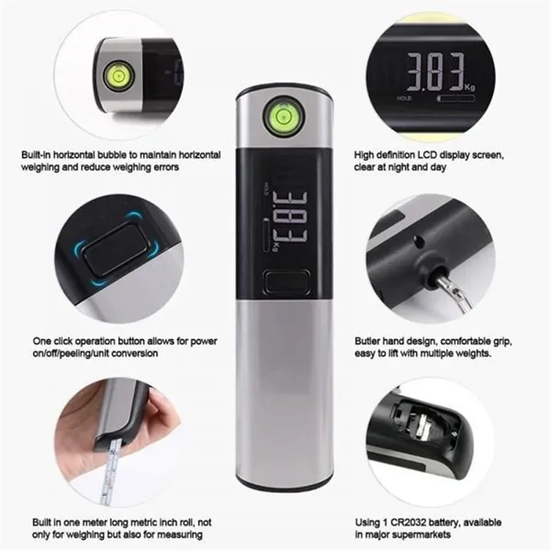 Multifunctional Electronic Scale, Portable LCD Travel Luggage Scale, Hanging Weighs Scale With Tape Measure