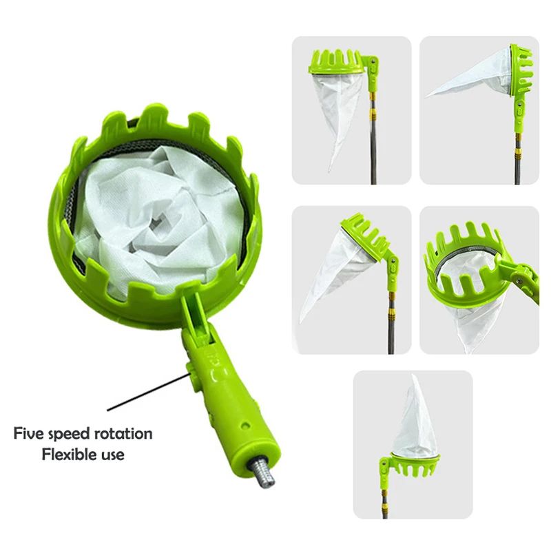 Garden Fruit Collector With Basket Speed Adjustable Picker Orchard Harvesting Tool 3