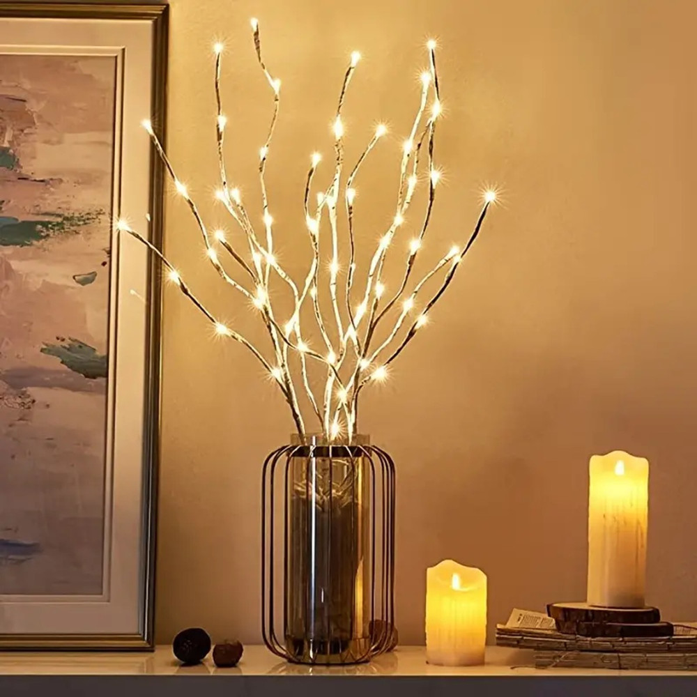 Battery Operated White Birch Branch Lights, Willow Fairy Lights for Bedroom, Home, and Outdoor Decoration