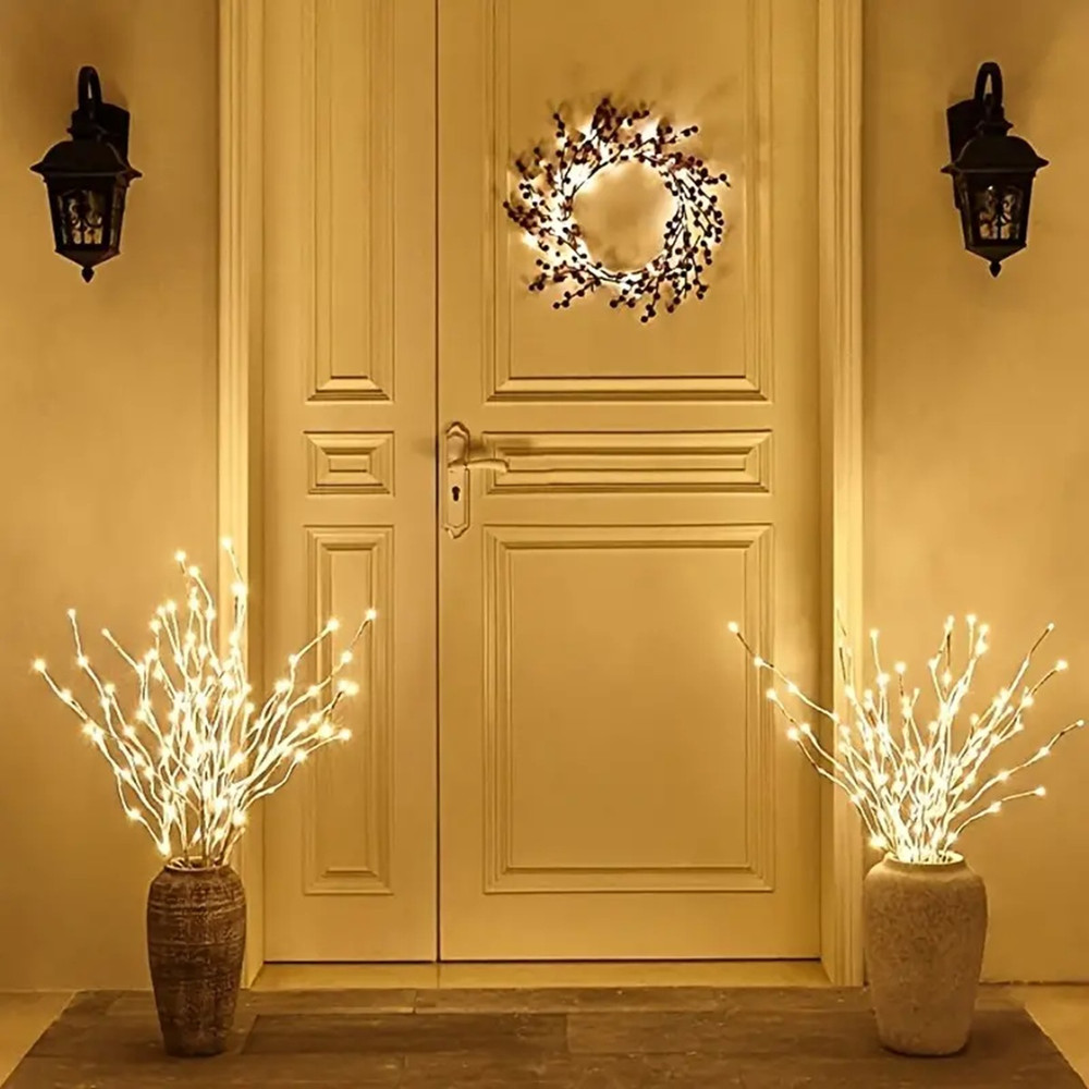 Battery Operated White Birch Branch Lights, Willow Fairy Lights for Bedroom, Home, and Outdoor Decoration