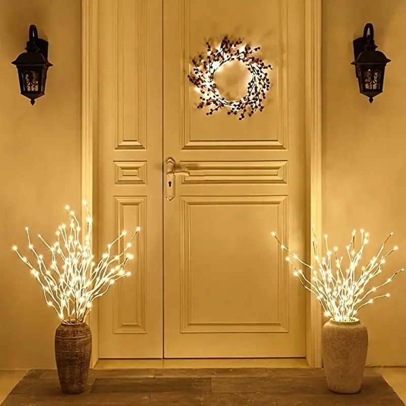 Battery Operated White Birch Branch Lights, Willow Fairy Lights for Bedroom, Home, and Outdoor Decoration