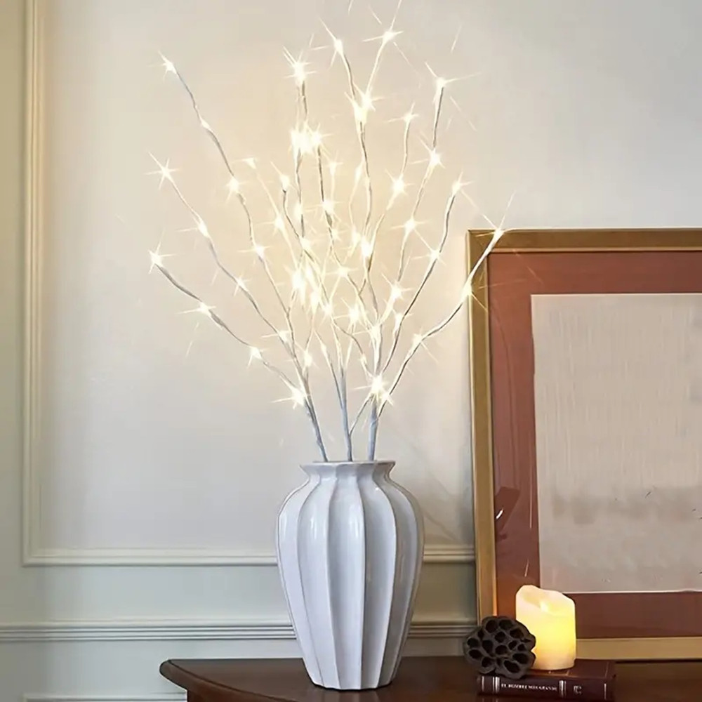 Battery Operated White Birch Branch Lights, Willow Fairy Lights for Bedroom, Home, and Outdoor Decoration