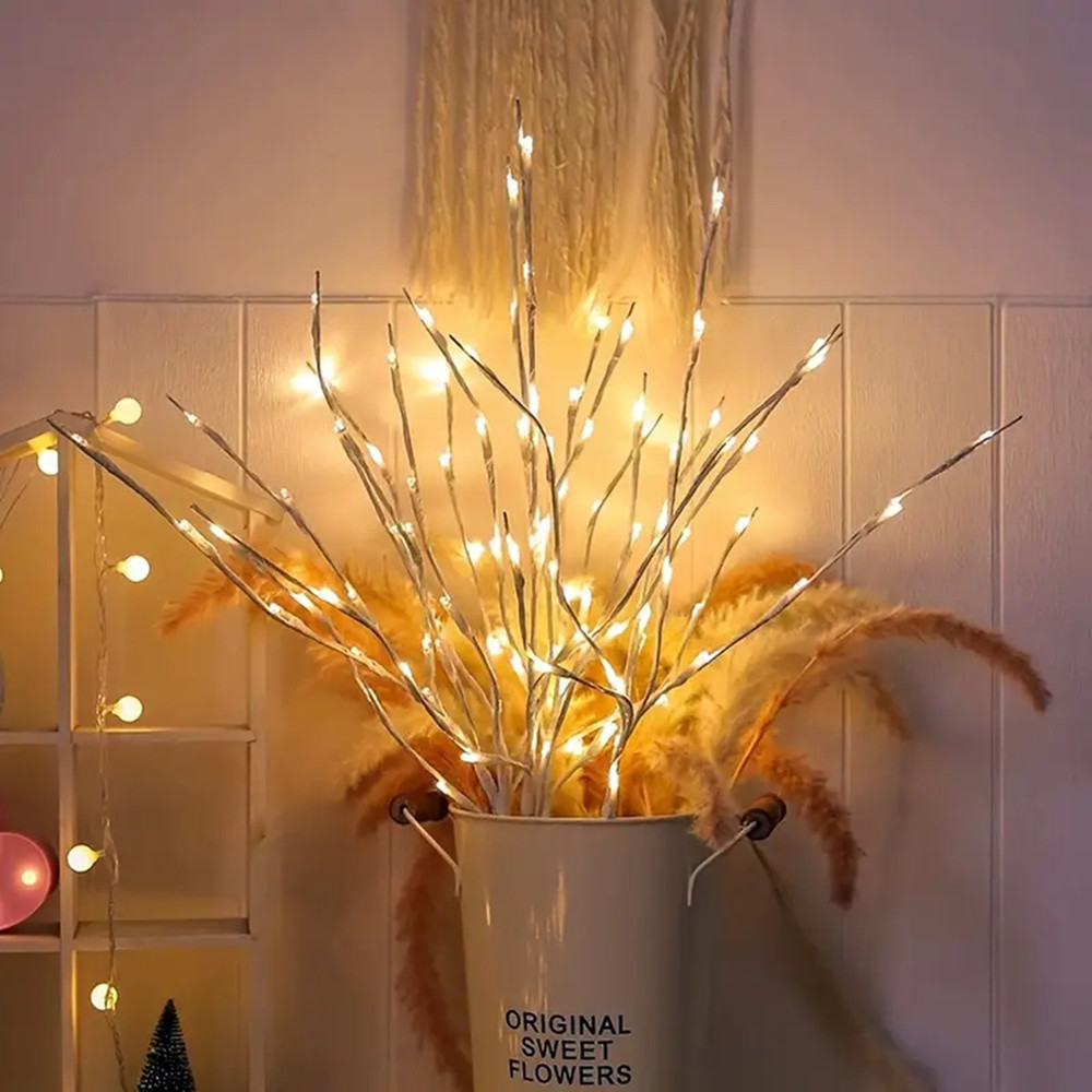 Battery Operated White Birch Branch Lights, Willow Fairy Lights for Bedroom, Home, and Outdoor Decoration