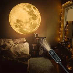 moon earth projection lamp, usb ceiling atmosphere light, 3d space night light for bedroom decor