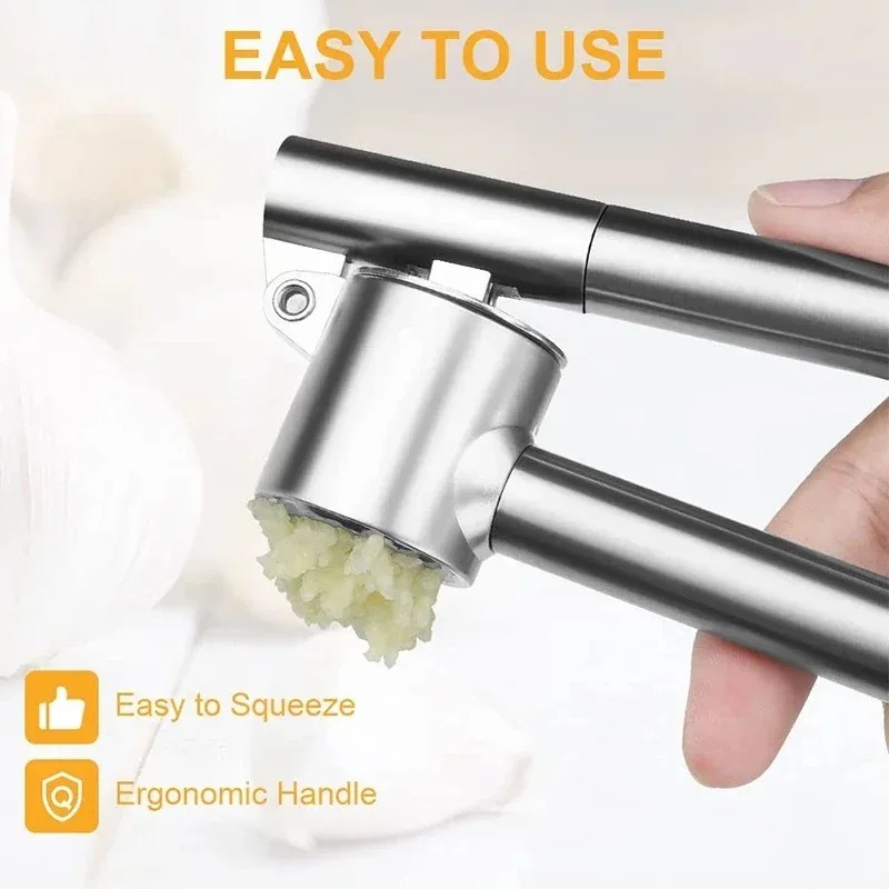 Stainless Steel Garlic Crusher, Garlic Press Mincer for Kitchen, Rust Proof Extended Edition, Kitchen Gadgets