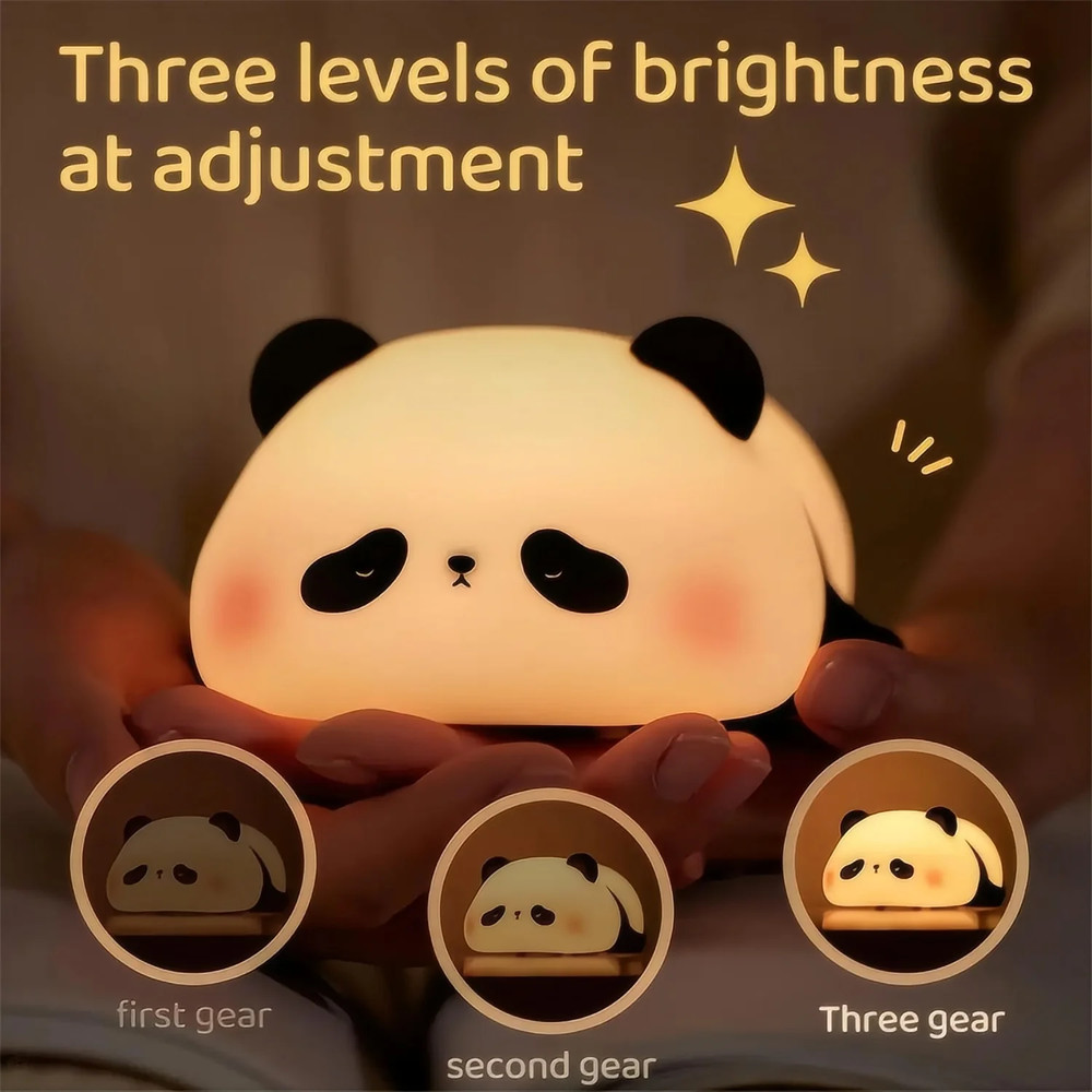 Touch Silicone Nightlights USB Rechargeable LED Night Light Cute Panda Sheep Rabbit Bedroom Decor L 1
