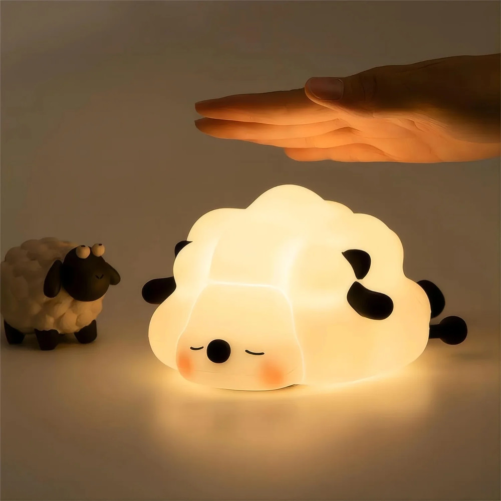 Touch Silicone Nightlights USB Rechargeable LED Night Light Cute Panda Sheep Rabbit Bedroom Decor L 2