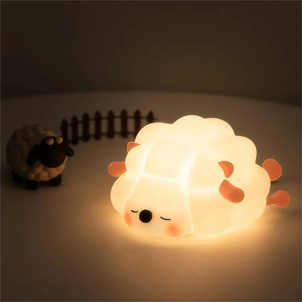 Touch Silicone Nightlights USB Rechargeable LED Night Light Cute Panda Sheep Rabbit Bedroom Decor L 7