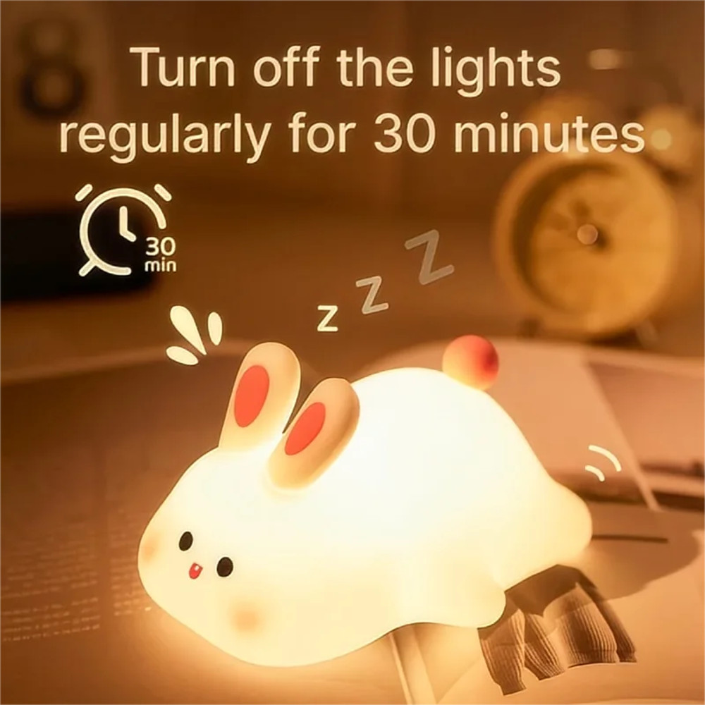 Touch Silicone Nightlights USB Rechargeable LED Night Light Cute Panda Sheep Rabbit Bedroom Decor L 3