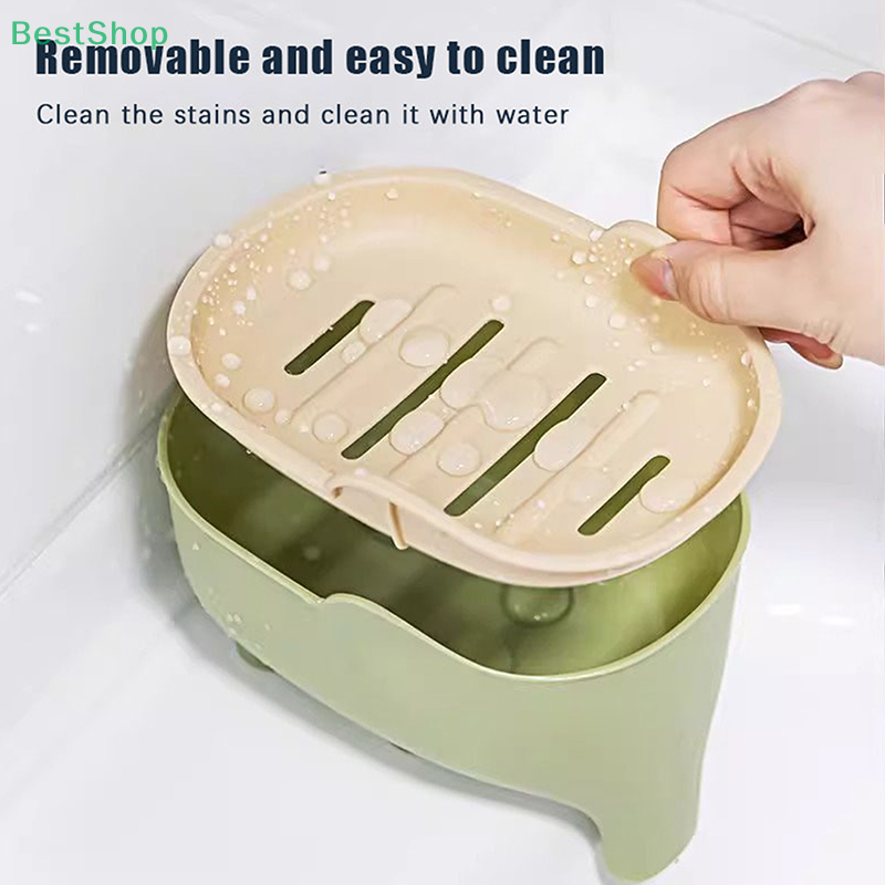 Portable Non Slip Elephant Shaped Soap Box With Lid Double Layer Countertop Storage Rack Soap Holde 3