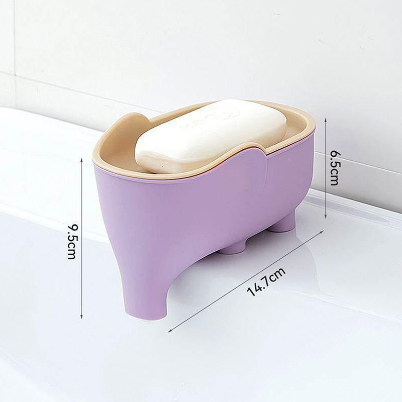 Portable Non Slip Elephant Shaped Soap Box With Lid Double Layer Countertop Storage Rack Soap Holde 5