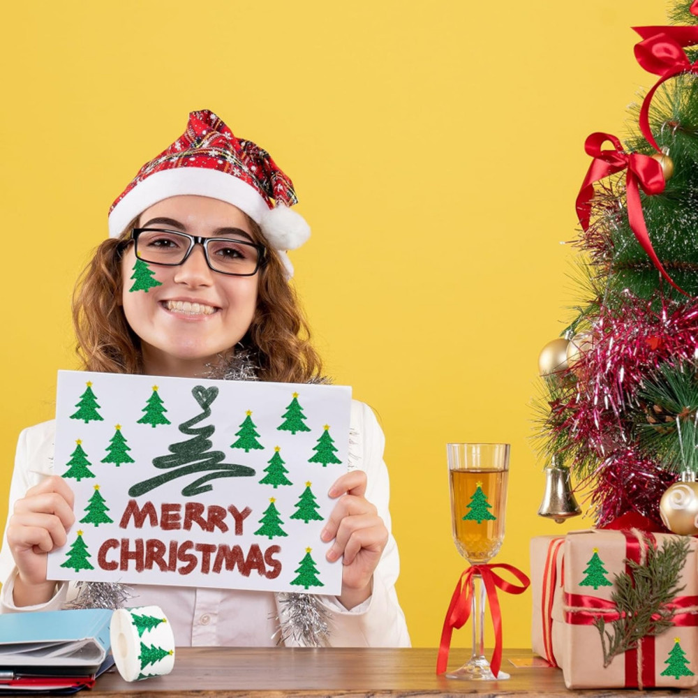 Christmas Tree Sticker Reel, Children's Toy Stickers, Waterproof Packaging Sticker Labels, Christmas Decorations