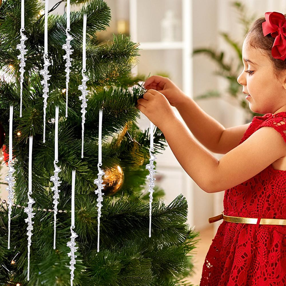 Christmas Decorative Pendants, Acrylic Threaded Ice Cone, Arrangement Cone And Bar Set, Simulated Ice Bars