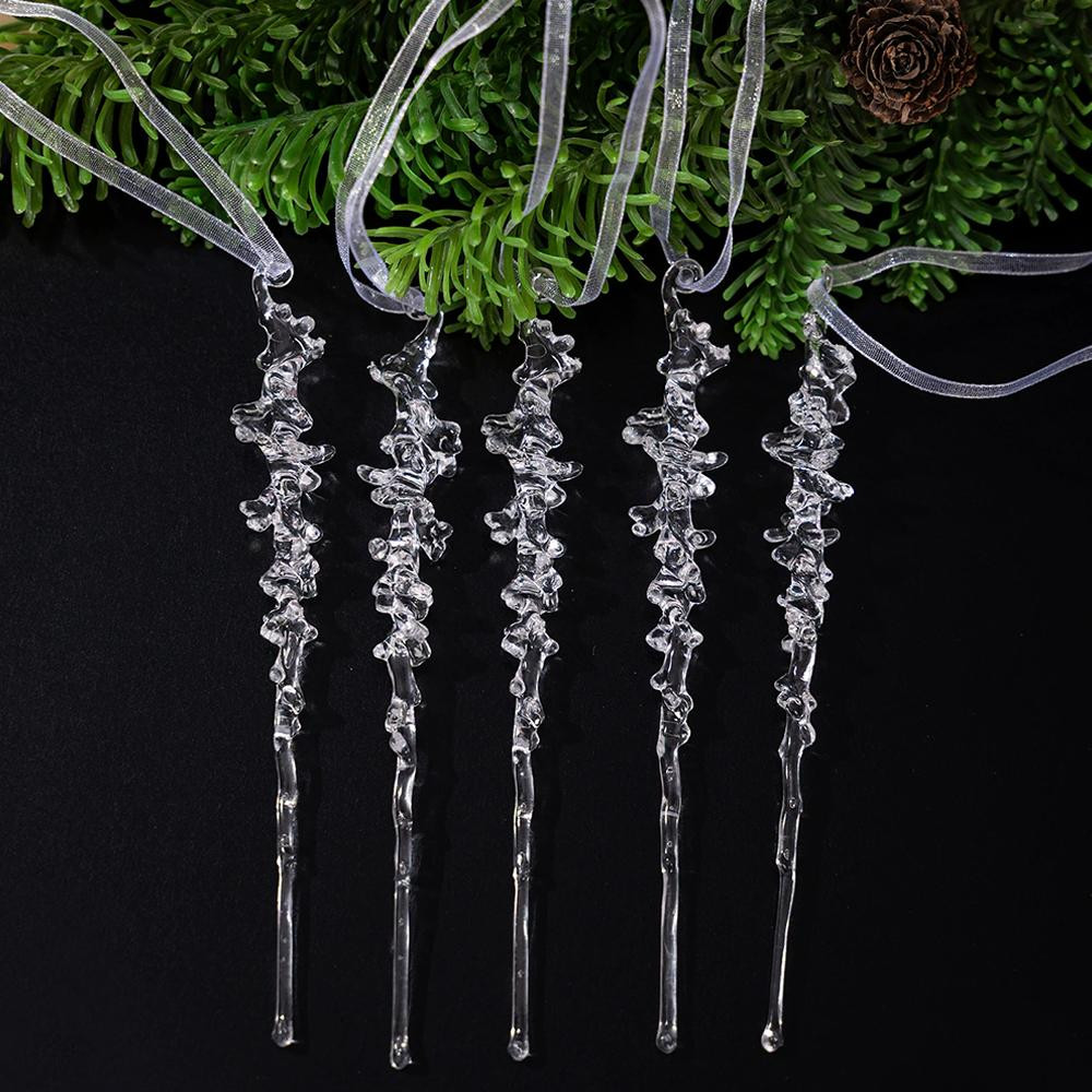 Christmas Decorative Pendants, Acrylic Threaded Ice Cone, Arrangement Cone And Bar Set, Simulated Ice Bars