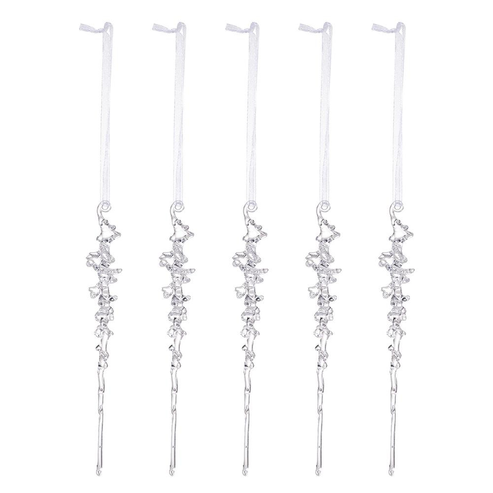 Christmas Decorative Pendants, Acrylic Threaded Ice Cone, Arrangement Cone And Bar Set, Simulated Ice Bars