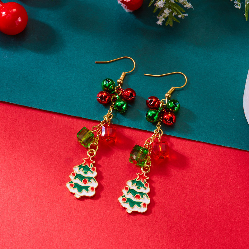 Asymmetrical Christmas Earrings, Santa Claus Snowman, Snowflake Tree, Trendy Earrings for Women, Girls New Year Jewelry