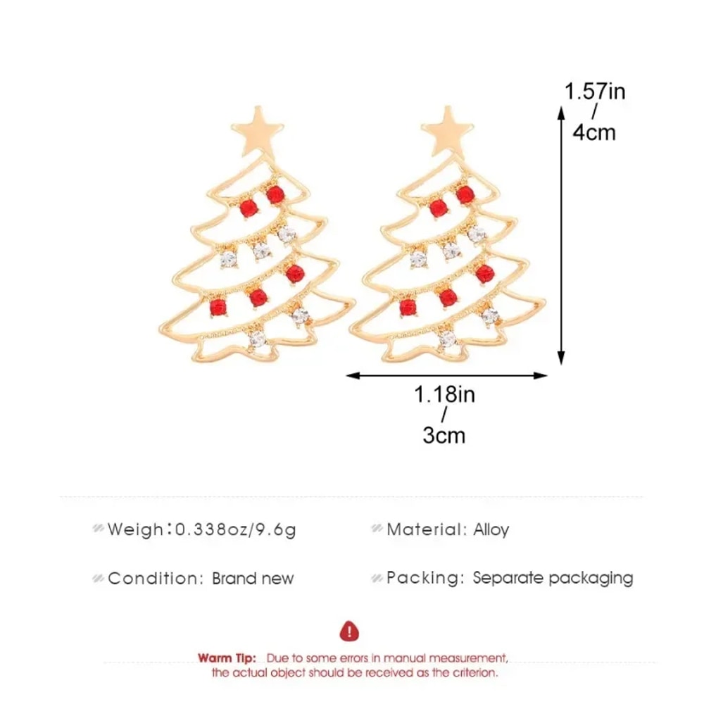Creative Jewelry, Christmas Colored Zircon, Women's Simple and Fashionable Earrings, Holiday Gift
