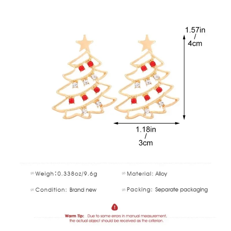 Creative Jewelry, Christmas Colored Zircon, Women's Simple and Fashionable Earrings, Holiday Gift