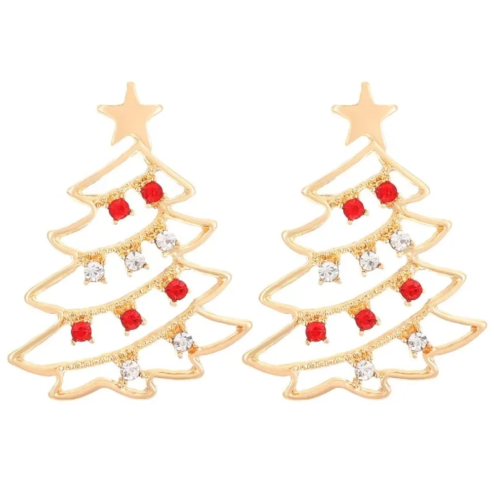 Creative Jewelry, Christmas Colored Zircon, Women's Simple and Fashionable Earrings, Holiday Gift