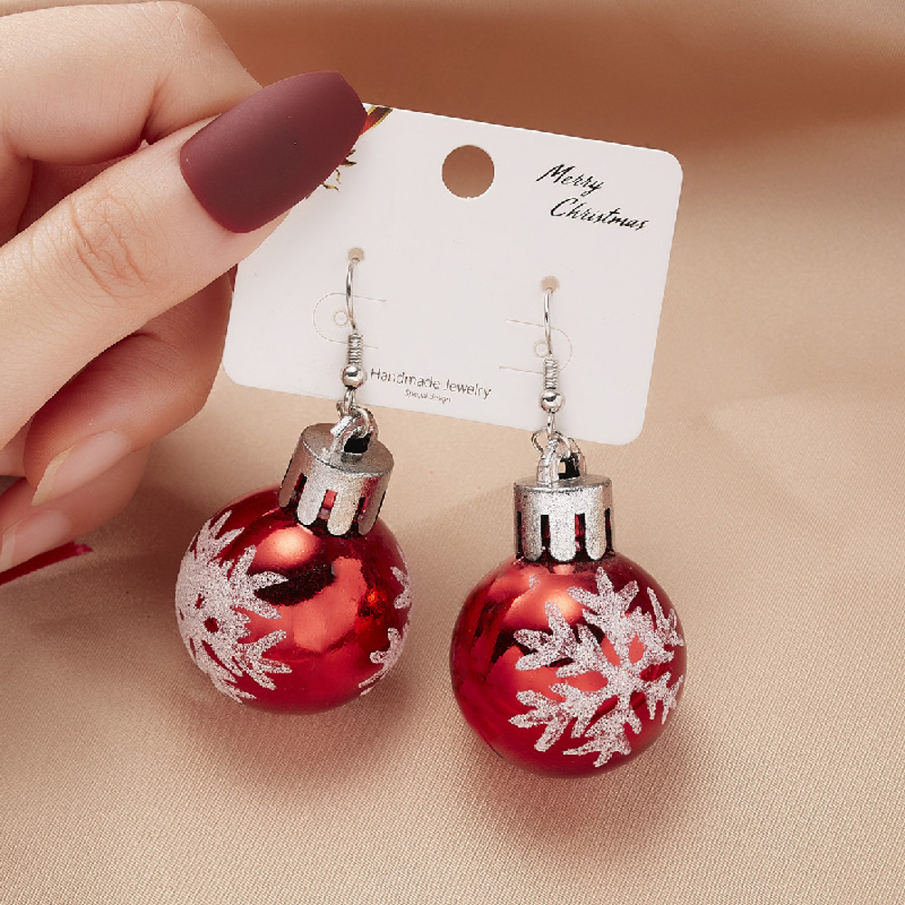 Christmas Snowflake Star Ball Shaped Bulb Earrings Hook For Women Ear Dangle Drop Xmas Fashion Party Jewelry Gift