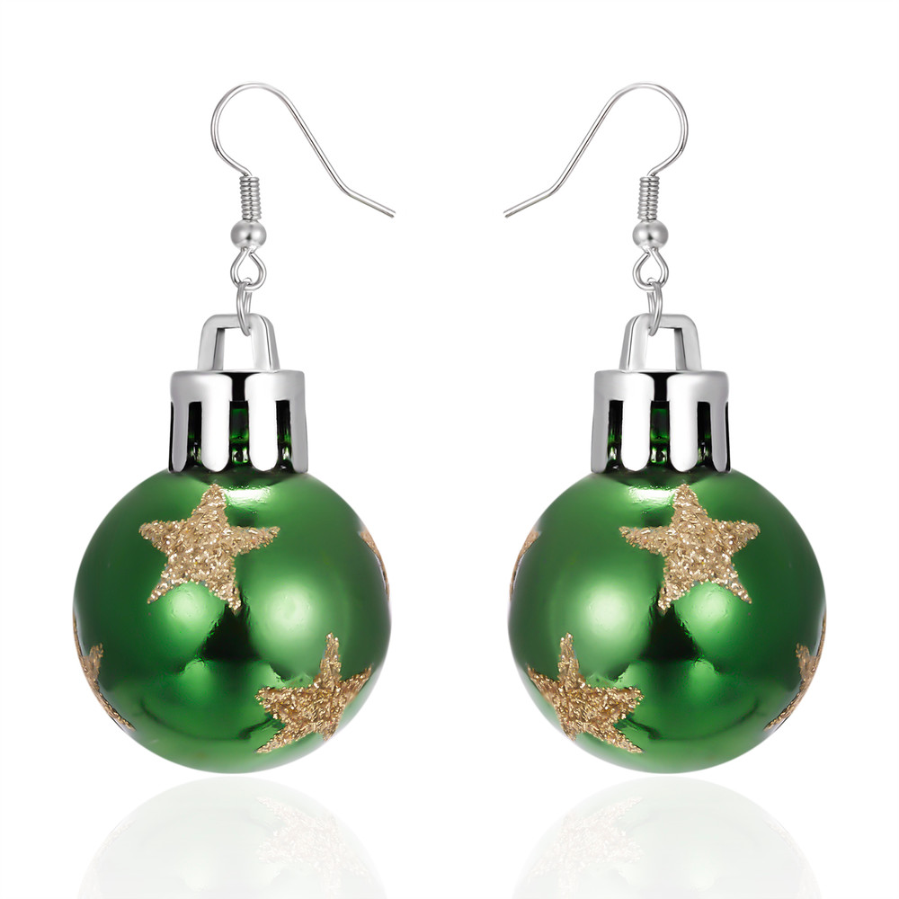 Christmas Snowflake Star Ball Shaped Bulb Earrings Hook For Women Ear Dangle Drop Xmas Fashion Party Jewelry Gift