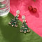 Crystal Star Earrings, Green Christmas Tree Stud, Women Dangle Jewelry, Party Gift