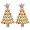 Crystal Star Earrings, Green Christmas Tree Stud, Women Dangle Jewelry, Party Gift