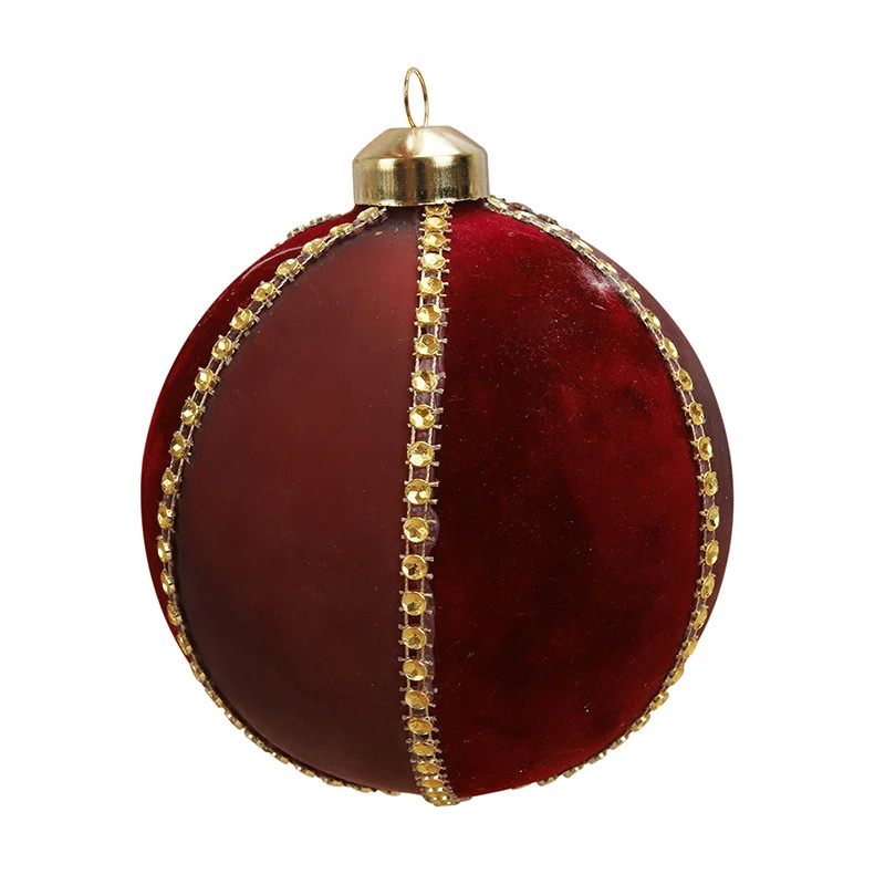 Flocked Glass Christmas Balls, Rhinestone Ornaments, Holiday Tree Hangings, Indoor Outdoor Festive Decorations