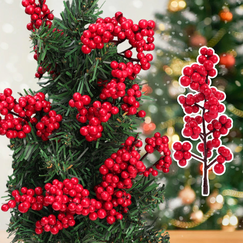 Cherry Stamen For Home Decor Christmas Decoration Red Berry Branches Wedding Wreath Flowers Accesso 1
