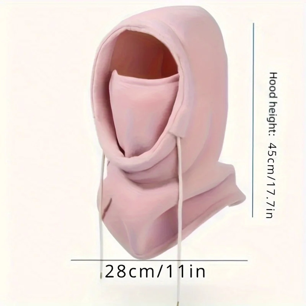 Windproof Mask with Drawstring, Unisex Winter Balaclava Knit Hood, Warm Knitted Cap for Motorcycle Riding, Cold Weather