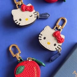pendant accessories kawaii charm, vintage leather hello kitty keychain, decoration birthday gift, japanese hello kitty