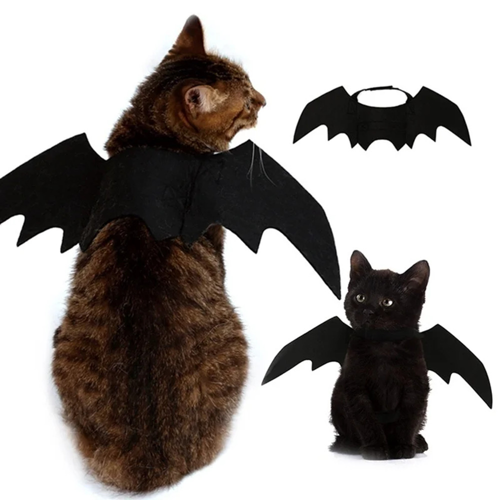 Black Bat Wings Harness Costume, Halloween Cute Pet Clothes, Cosplay Cat & Dog Party Outfit
