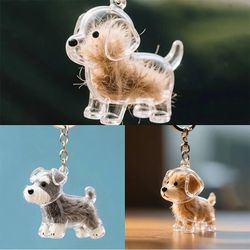 diy dog fur keepsake pendant, clear pet hair memorial capsule, for keychain puppy hair storage, container