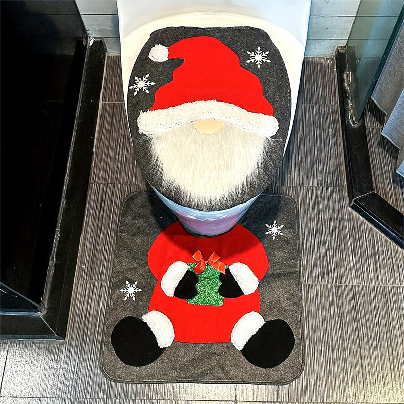 Ultimate Santa Toilet Seat Cover Set Cheerful Christmas Bathroom Decor Santa On The Toilet Seat Cov 4