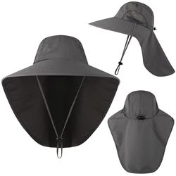 outdoor hat with flap, wide brim baseball hats for women and men, sun defender cooling neck guard safari cap for hiking
