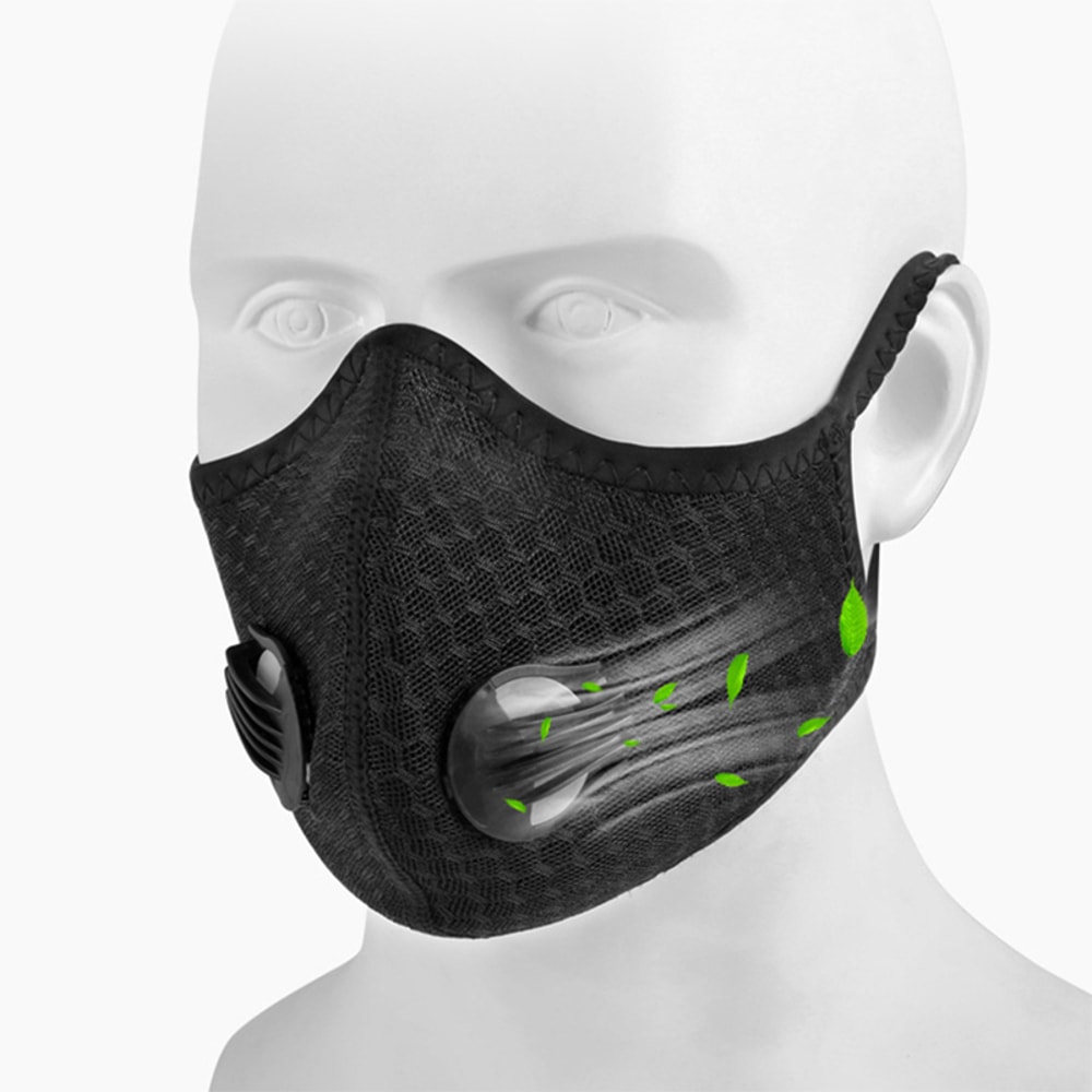 Washable Cardio Sports Mask, Activated Carbon Filter for Riding Mouth Cover, Dustproof Reusable Face Mask